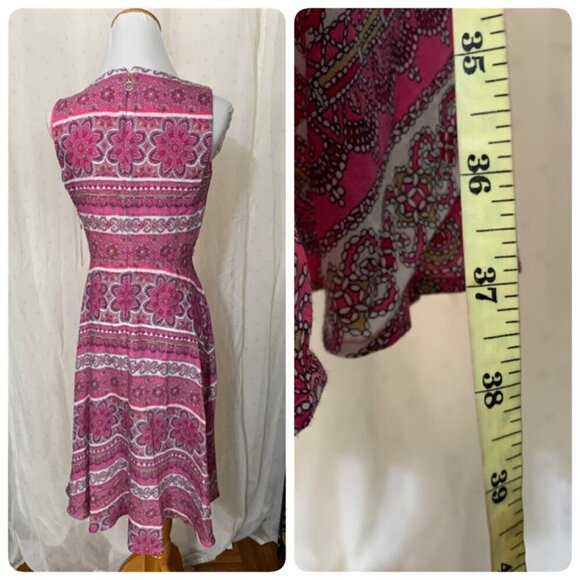 Tommy Hilfiger Bandana-Print Surplice Belted Midi Dress Sz 2 in Pink - Picture 3 of 12